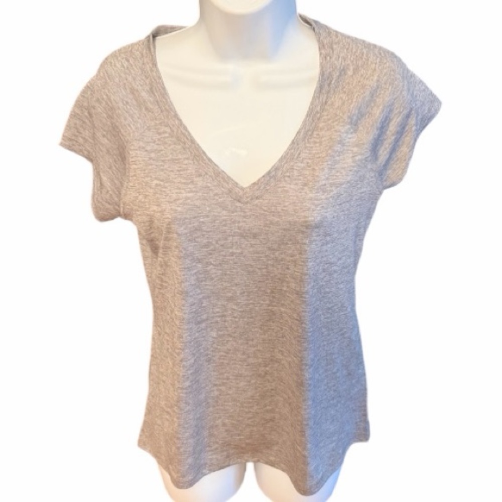 ID Ideology Women’s Capped Sleeve V-Neck Workout Top Gray Size Small NWT